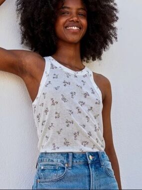 Brock Collection x H&M Floral Ribbed Tank Top Medium Cottagecore